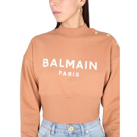 balmain cropped fit sweatshirt