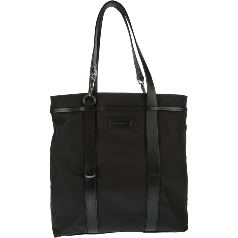SALVATORE FERRAGAMO Borsa shopper nera con manici in ecopelle