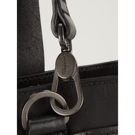 SALVATORE FERRAGAMO Borsa shopper nera con manici in ecopelle