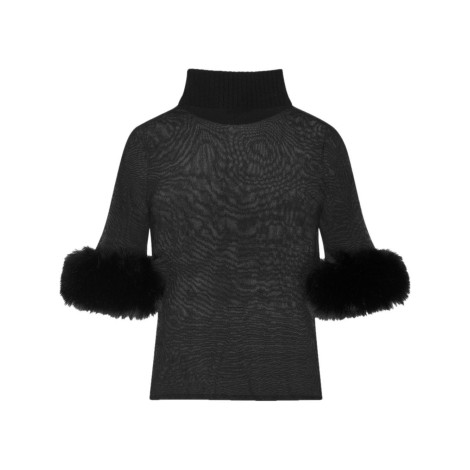 Saint Laurent Turtleneck With Faux Fur Details