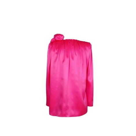 BLUSA IN SETA CON SPILLA FLOREALE