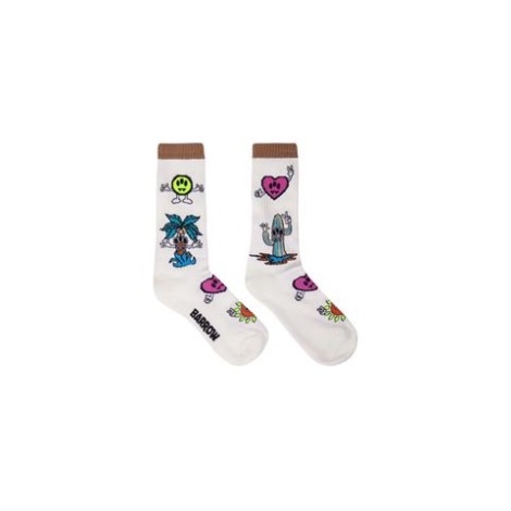 Calza di Barrow, da uomo, colore bianco. Modello in cotone, caratterizzato da dettaglio logati multicolor. 