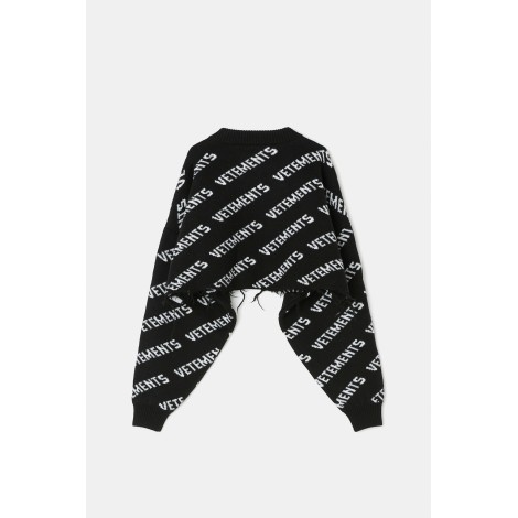 Vetements Monogram Cropped Knitted Sweater