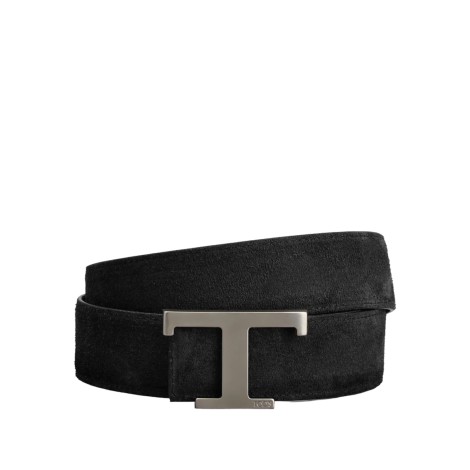 TOD'S CINTURA REVERSIBILE T TIMELESS IN PELLE SCAMOSCIATA  MARRONE, NERA XCMCQR55100KQY0531