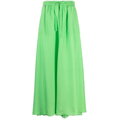 P.A.R.O.S.H. Gonna midi a vita alta in seta verde lime con bordo plissettato