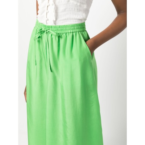 P.A.R.O.S.H. Gonna midi a vita alta in seta verde lime con bordo plissettato