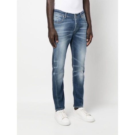 PMDS jeans a gamba dritta in cotone blu sfumato al ginocchio