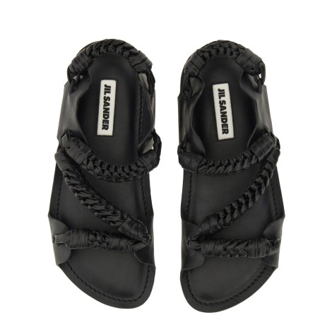 jil sander braided leather sandal