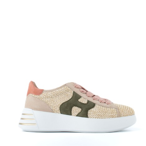 H564 rebel rafia dettagli camoscio rosa e militare