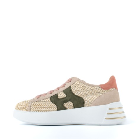 H564 rebel rafia dettagli camoscio rosa e militare