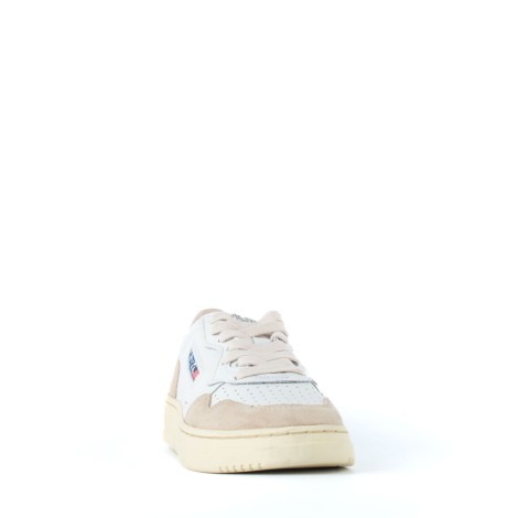 Sneakers pelle e camoscio bianca dettaglio rosa