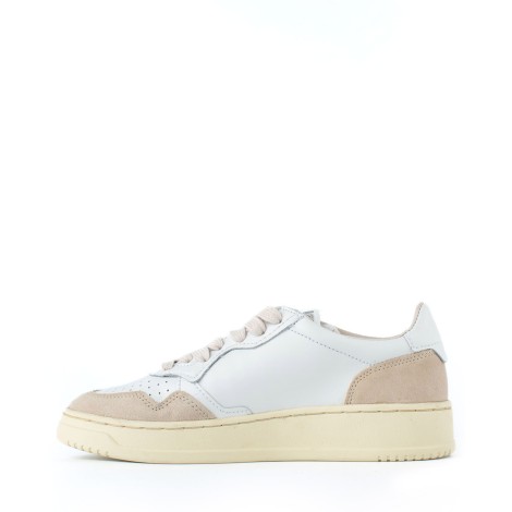 Sneakers pelle e camoscio bianca dettaglio rosa