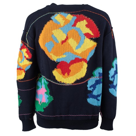 Cardigan in cotone con ricamo multicolor