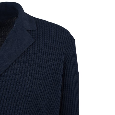 Cardigan collo rever tessuto misto blu