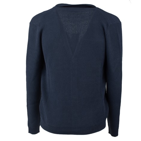 Cardigan collo rever tessuto misto blu