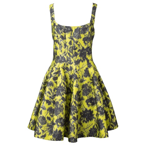 Abito mikado corto fiori giallo