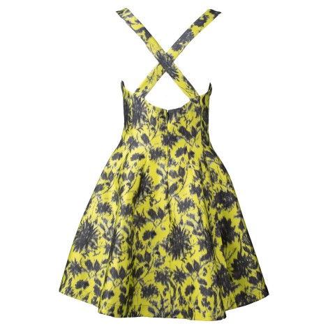 Abito mikado corto fiori giallo