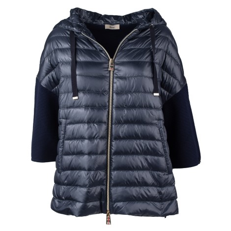 Trapuntato cappa nylon e tessuto manica 3/4 blu