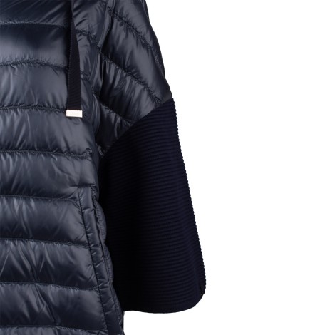 Trapuntato cappa nylon e tessuto manica 3/4 blu