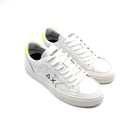 Sneakers Uomo BIANCO/GIALLO FLUO SUN68 Pelle