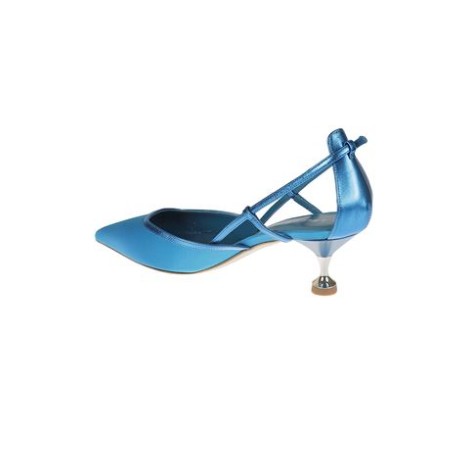 Scarpa di Lella Baldi, da donna, colore blu. Modello caratterizzato da punta chiusa in raso, con profili in nappa laminata. Cinturino regolabile. 