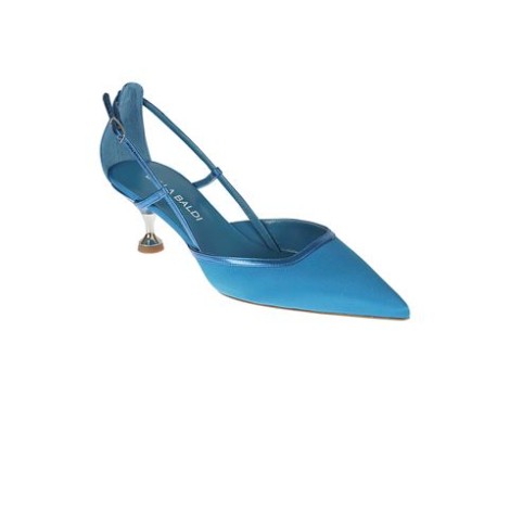 Scarpa di Lella Baldi, da donna, colore blu. Modello caratterizzato da punta chiusa in raso, con profili in nappa laminata. Cinturino regolabile. 