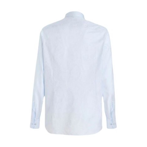 Camicia di Etro, da uomo, colore azzurro. Modello a maniche lunghe, realizzato in cotone jacquard. Caratterizzato da motivi Paisley tono su tono, colletto classico e chiusura con bottoni. Polsini con bottone. Vestibilità slim. 
