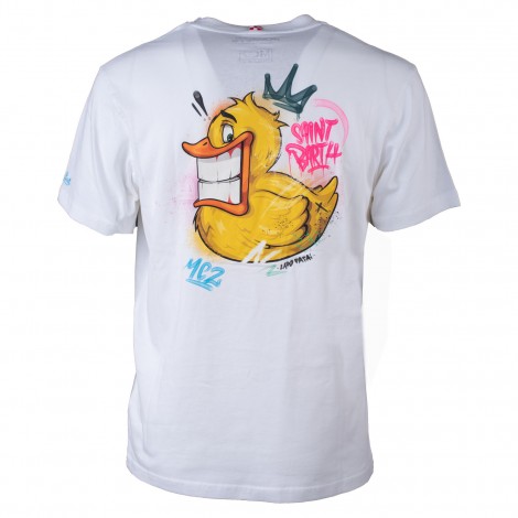 T-shirt in cotone bianca con stampa duck