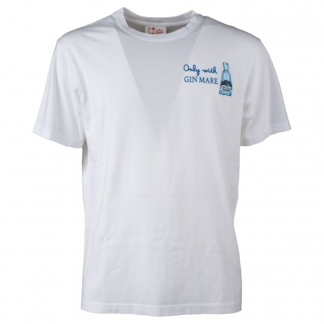 T-shirt in cotone bianca con ricamo Gin Mare