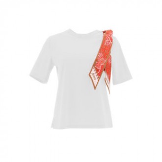 T-shirt in cotone superfine stretch con foulard 