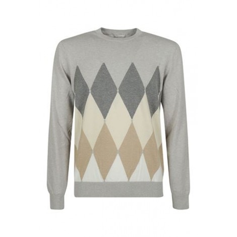 Maglia di Ballantyne, da uomo, colore grigio. Caratterizzato dall' iconico intarsio Rombo. Realizzato con i filati del cotone e del cashmere. Girocollo e maniche lunghe. Vestibilità regolare. 