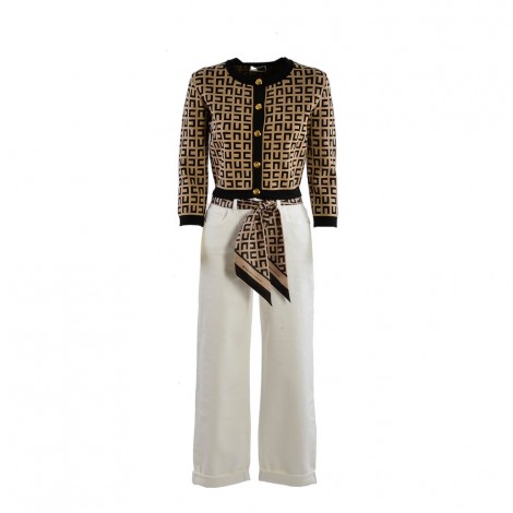 Cardigan Elisabetta Franchi MK33Z3 beige e nero