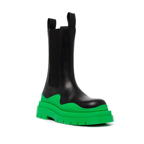 BOTTEGA VENETA Chelsea boots neri e verdi con suola spessa in pelle 