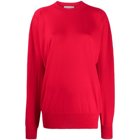 BOTTEGA VENETA maglione in lana merino rosso con fit oversize