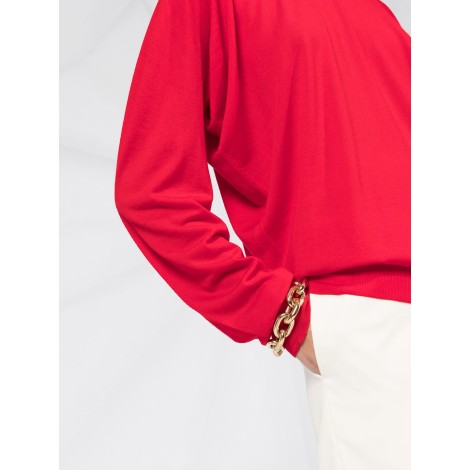 BOTTEGA VENETA maglione in lana merino rosso con fit oversize