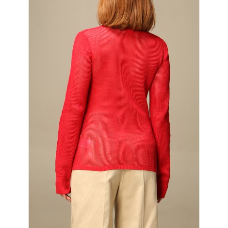 BOTTEGA VENETA Camicia trasparente in cotone rosso