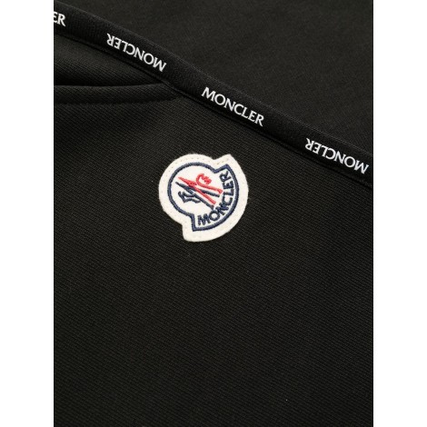 MONCLER pantalone sportivo in cotone nero con logo Moncler