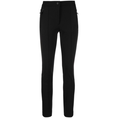 MONCLER GRENOBLE pantalone nero a vita alta con chiusura frontale con bottone e zip