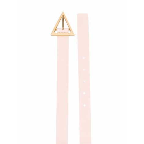 BOTTEGA VENETA Cintura in pelle con fibbia triangolare color oro rosa pallido da 3 cm