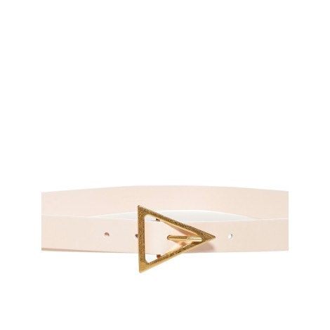 BOTTEGA VENETA Cintura in pelle con fibbia triangolare color oro rosa pallido da 3 cm