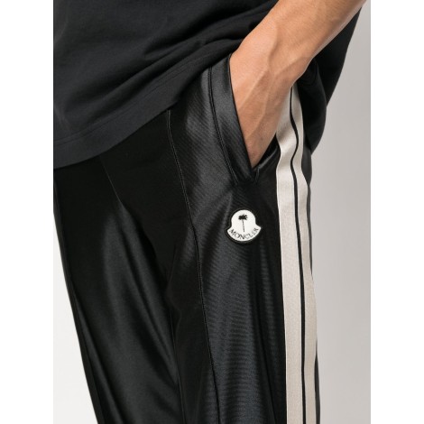 MONCLER PALM ANGELS Pantaloni sportivi neri con bande bianche laterali