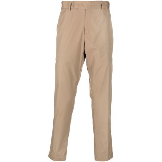 PT TORINO pantaloni affusolati corti in cotone beige con passanti per cintura