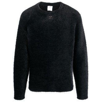 COURRÈGES maglione nero con logo a maniche lunghe