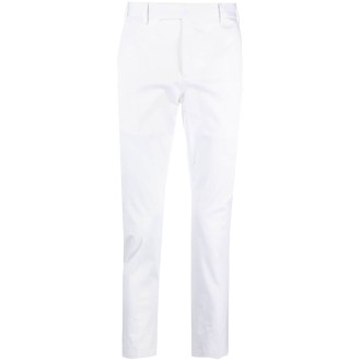 PT TORINO Pantaloni sartoriali bianchi a vita media con passanti per cintura