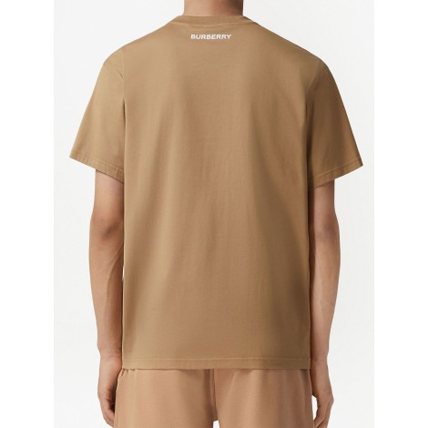 BURBERRY T-shirt a maniche corte con stampa cervo color cammello