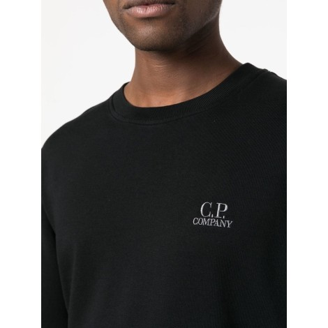 C.P. COMPANY felpa nera in cotone con logo Cp Company ricamato