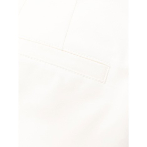 MONCLER pantaloni affusolati in cotone bianco con pieghe