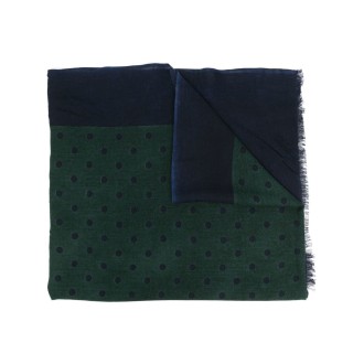 ALTEA Sciarpa in lana verde scuro 70x180 a pois con bordo a contrasto
