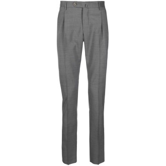 PT TORINO Pantaloni sartoriali a vita media in lana vergine grigio antracite