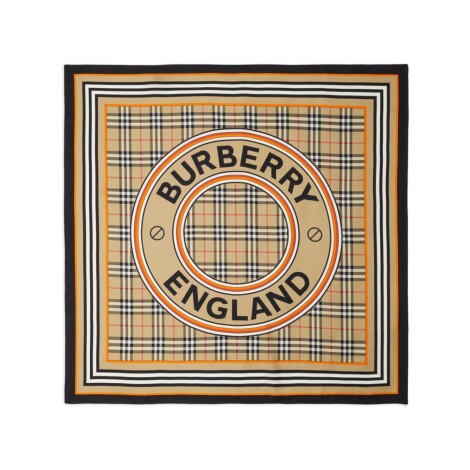 BURBERRY Sciarpa foulard quadrato 90x90 in seta Montage Print beige archivio